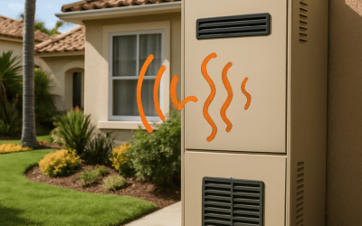 A technician inspecting a furnace