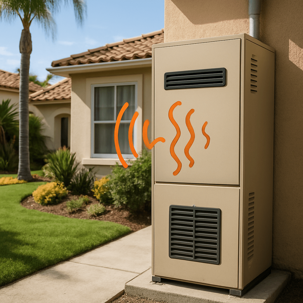 A technician inspecting a furnace