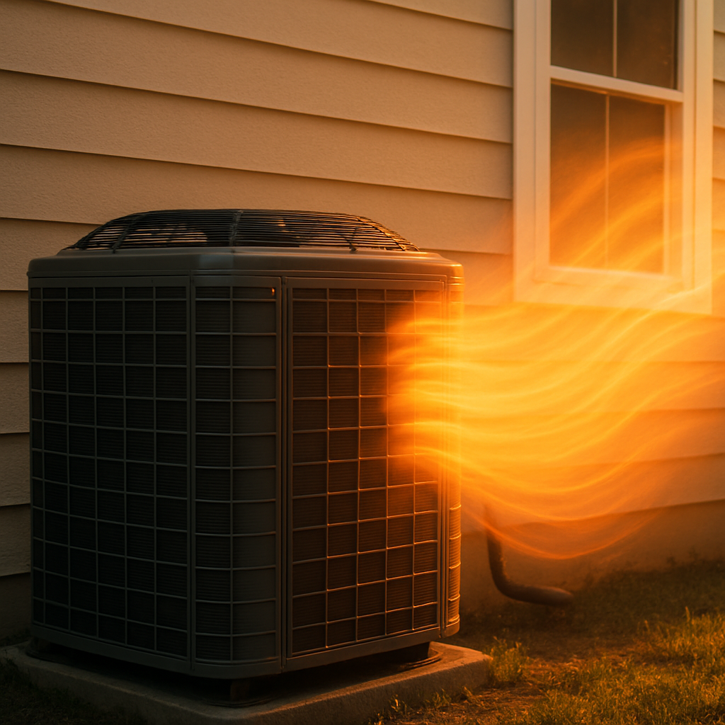 Technician inspecting air conditioning unit