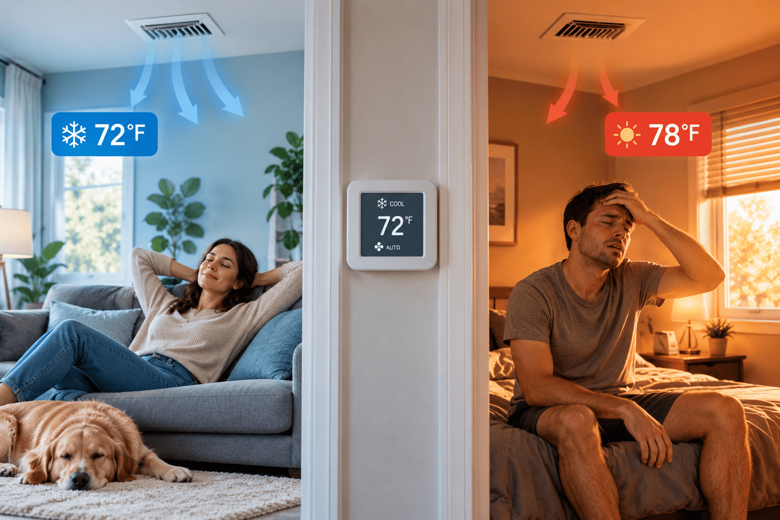 One room hotter than the rest of the house due to uneven central AC airflow